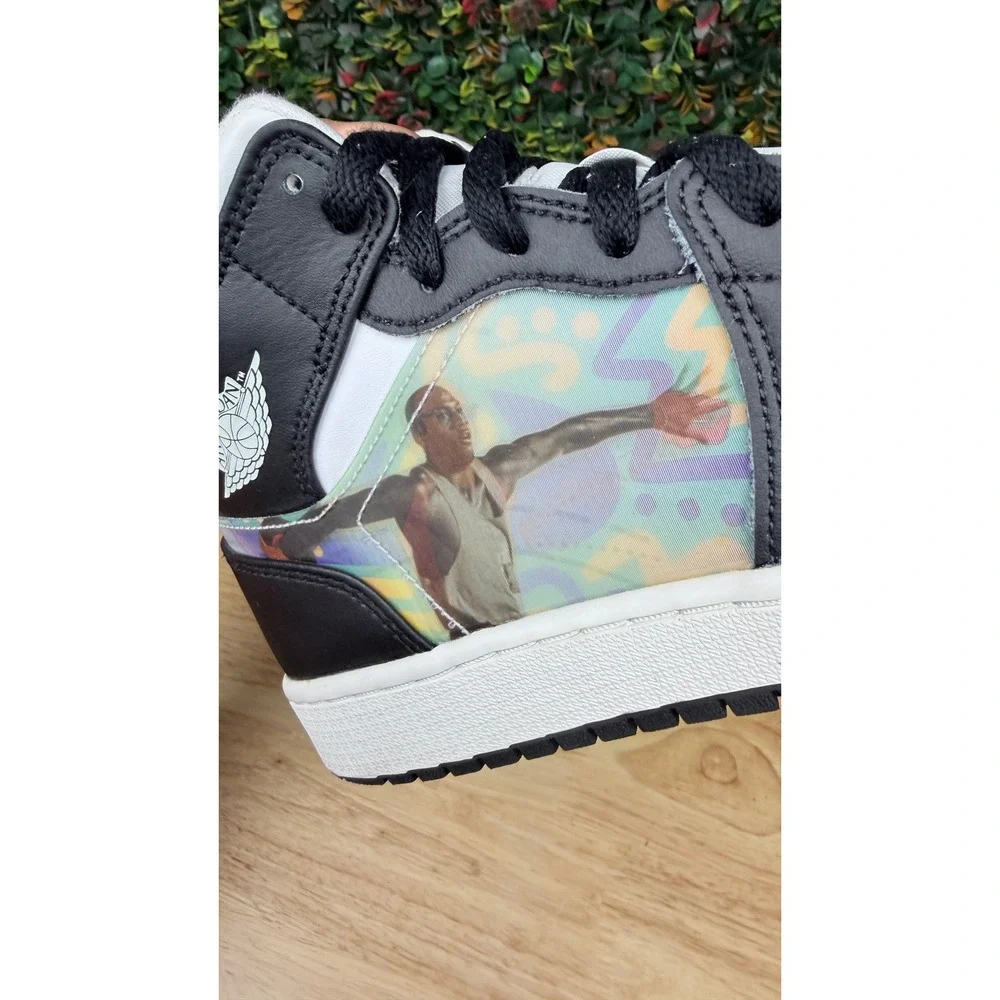 Nike Air Jordan 1 Mid Hologram SE GS Zen Master Black White DR9495-001 Kids 6Y
